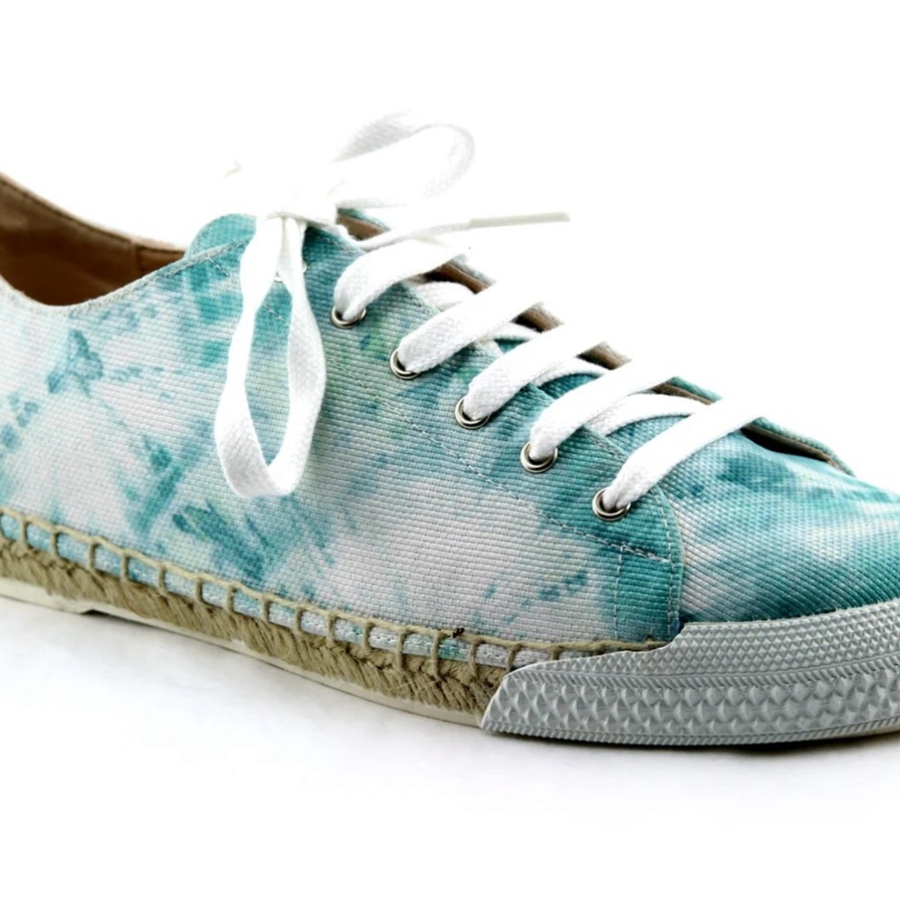 Nicky Hilton x French Sole Amanda Turquoise Tie-Dye 100% Sustainable Sneakers - Picture 3 of 9
